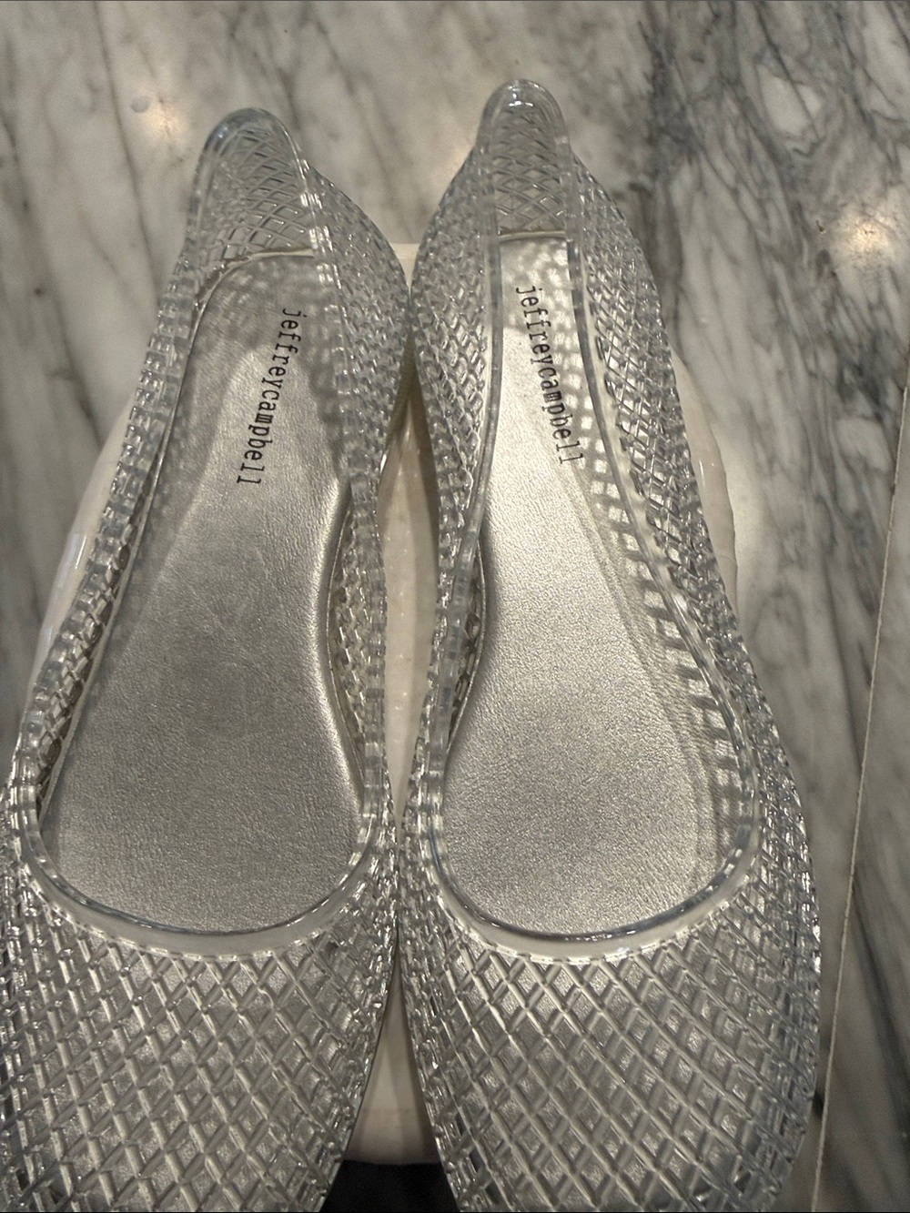 Jeffrey Campbell Clear Jelly Flats with Silver Insole